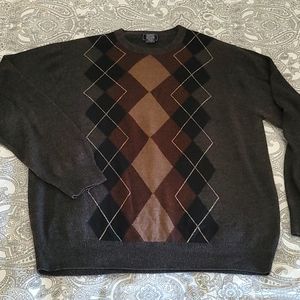 Docker's Men's XL Argyle Pattern Sweater in Shades of Brown Tan Black